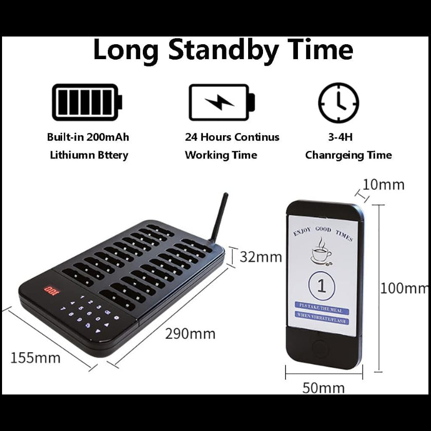 Wireless Vibration Calling System for Restaurant & Café 300m | 20 Pager متجر نصر