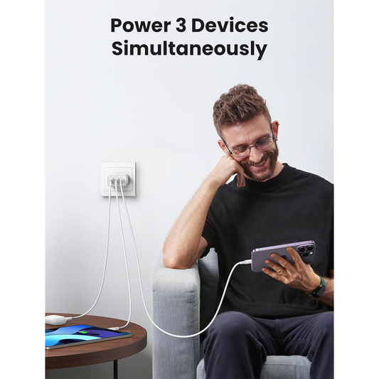 UGREEN 65W USB C Charger, 3 Ports Compact Foldable Fast Wall Charger Block/ 90496 متجر نصر
