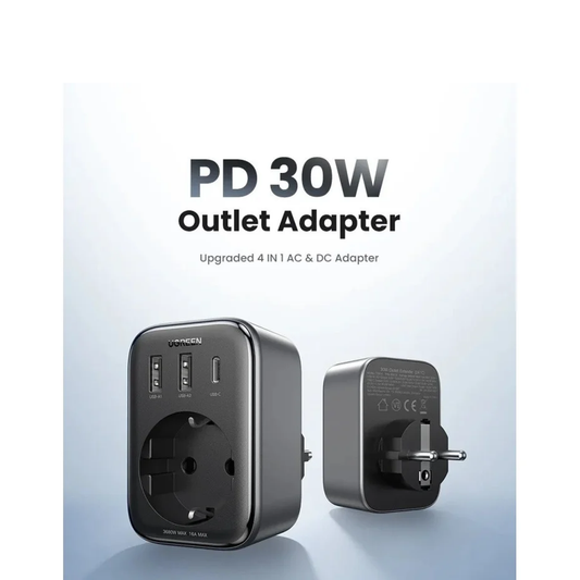 90613 /UGREEN Nexode USB Socket 30 W Quick Charge USB C Socket Adapter EU Adapter with 2 USB, 1 USB C and 1 Protective Contact Socket 4-in-1 Multiple Socket متجر نصر