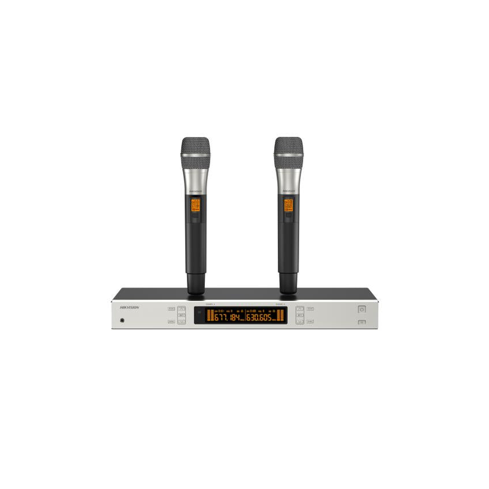نظام مايك لاسلكي Hikvision UHF مع 2 مايك محمول باليد | DS-QAPMKHC2-2U - متجر نصر