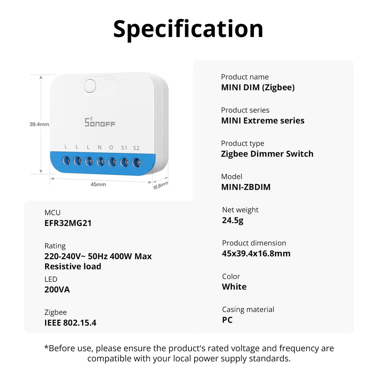Sonoff-C MINI Extreme Zigbee Smart Dimmer Switch | MINI-ZBDIM - متجر نصر