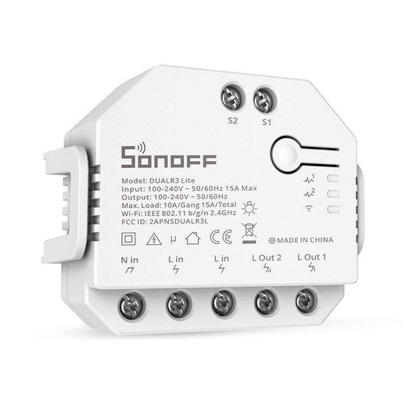2-Gang Wi-Fi Smart Switch 16A (Support Curtains) | Sonoff DUALR3 متجر نصر