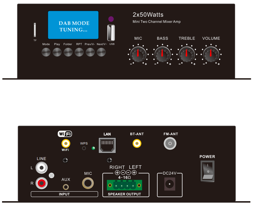 CMX D-250W Digital Stereo Amplifier | 2 × 50W Wi-Fi Bluetooth Amplifier - متجر نصر
