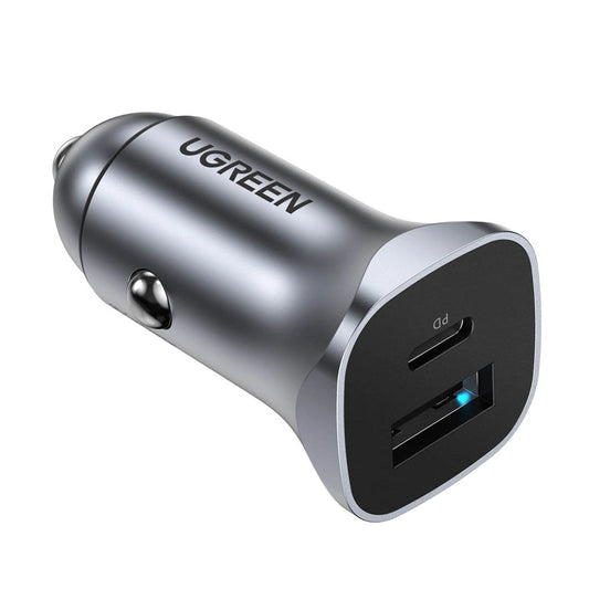 Ugreen fast car charger USB-A / USB-C 30W PD PPS gray / 40858 متجر نصر