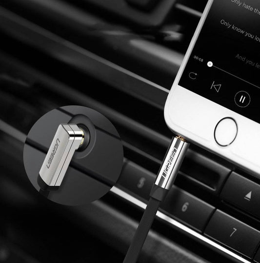 UGREEN Flat Angled Cable AUX Audio Cable 3.5 mm Mini Jack 0.5 m (Black) /AV119 متجر نصر