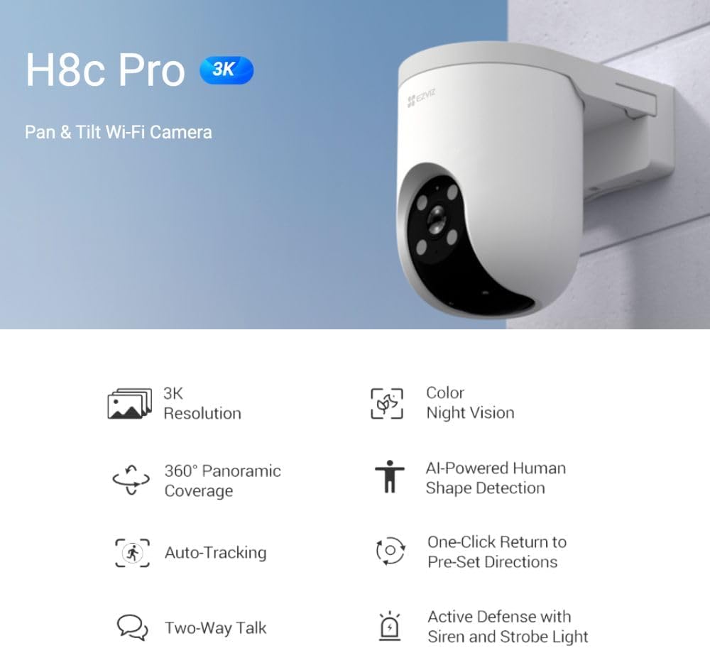 كاميرا مراقبة خارجية بدقة 5 ميجا | ايزفيز | H8cPro 5mp - متجر نصر