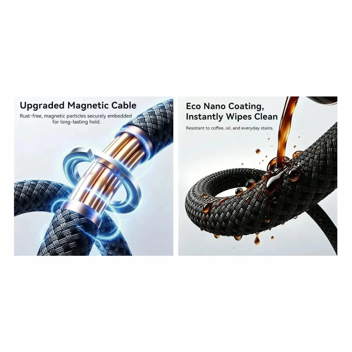 كيبل شحن سريع مغناطيسي JOYROOM MagEase يلتف ذاتياً (Self-Winding) 1.2m، مجدول أسود | S-A65 - متجر نصر