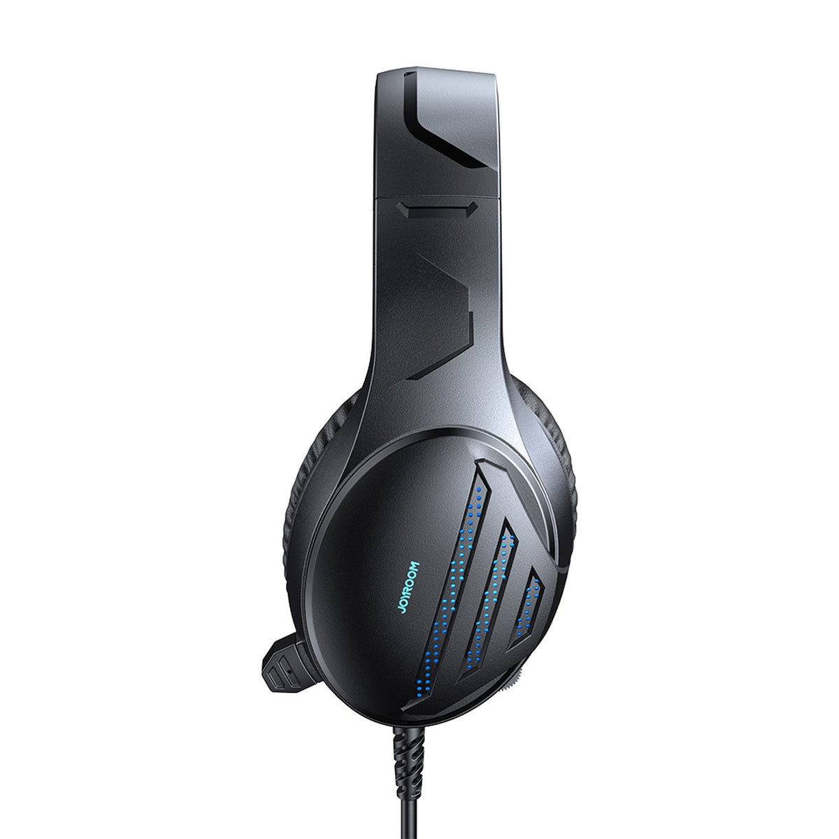 JOYROOM® JHead Wired Gaming Headset, 50mm Drivers, Boom Mic, Volume Wheel, Ice Blue Light, 3.5mm with PC Splitter Black | JR-HG2 - متجر نصر