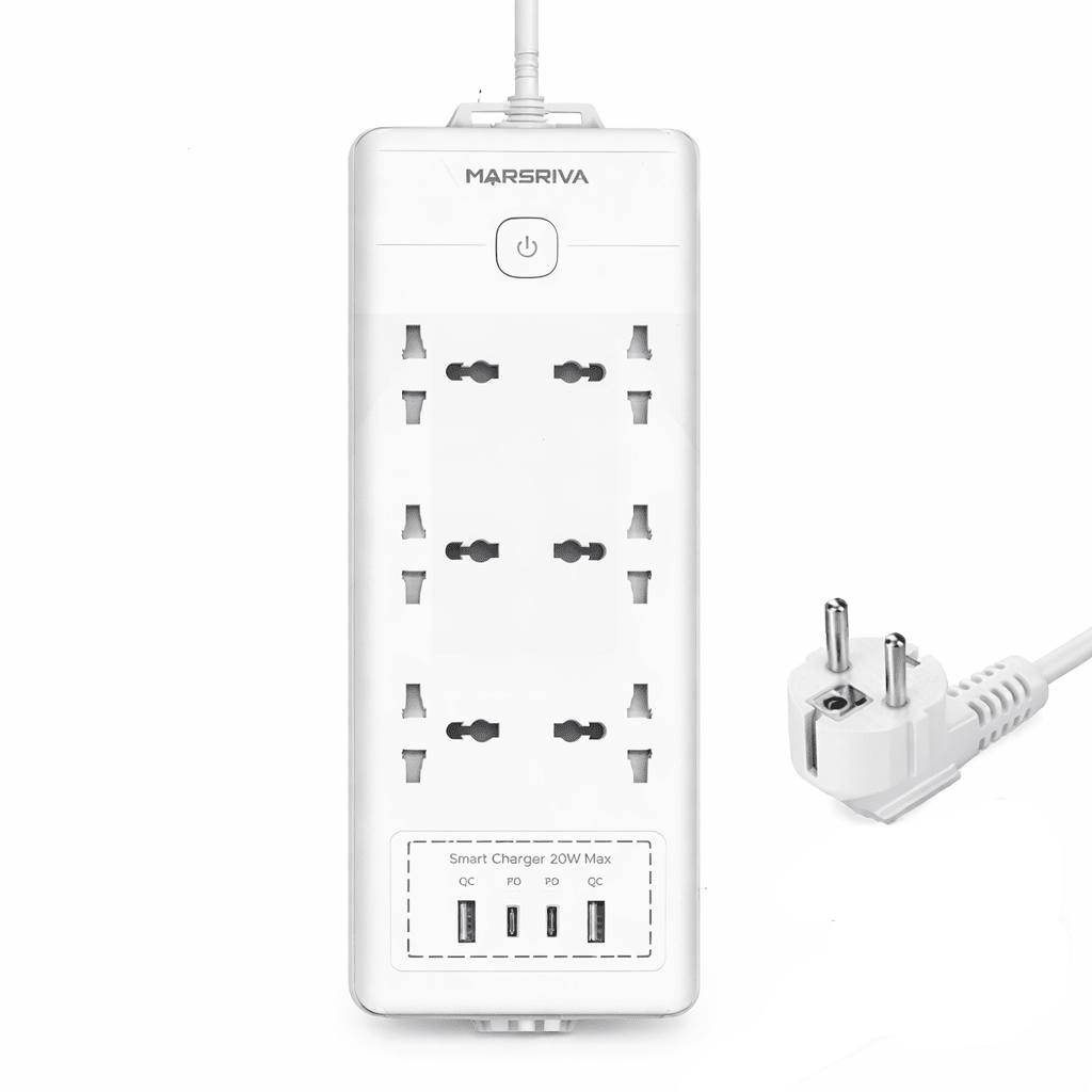 شريط طاقة Linkcomm بستة منافذ مزود بمنافذ USB (خيارات متعددة) - متجر نصر
