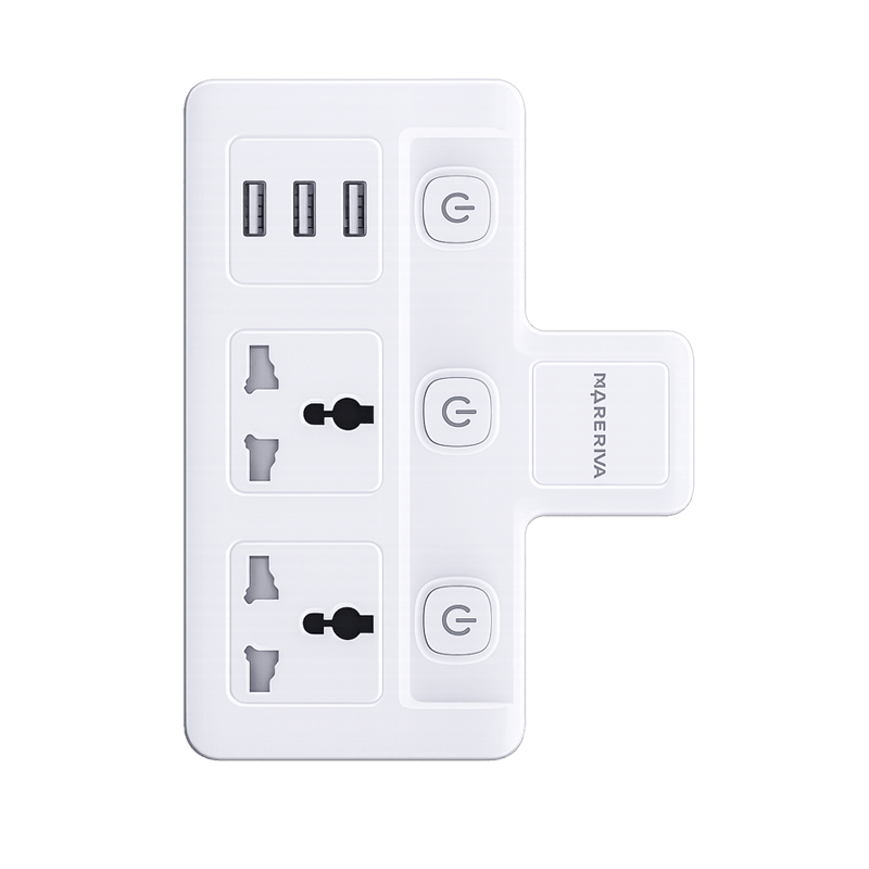 شريط طاقة جداري من Linkcomm مزود بمنافذ USB وقابس MK - متجر نصر