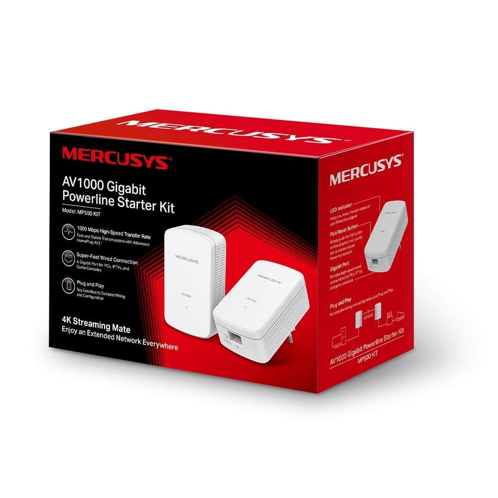 Mercusys AV1000 Gigabit Powerline Starter Kit | MP500 KIT - متجر نصر