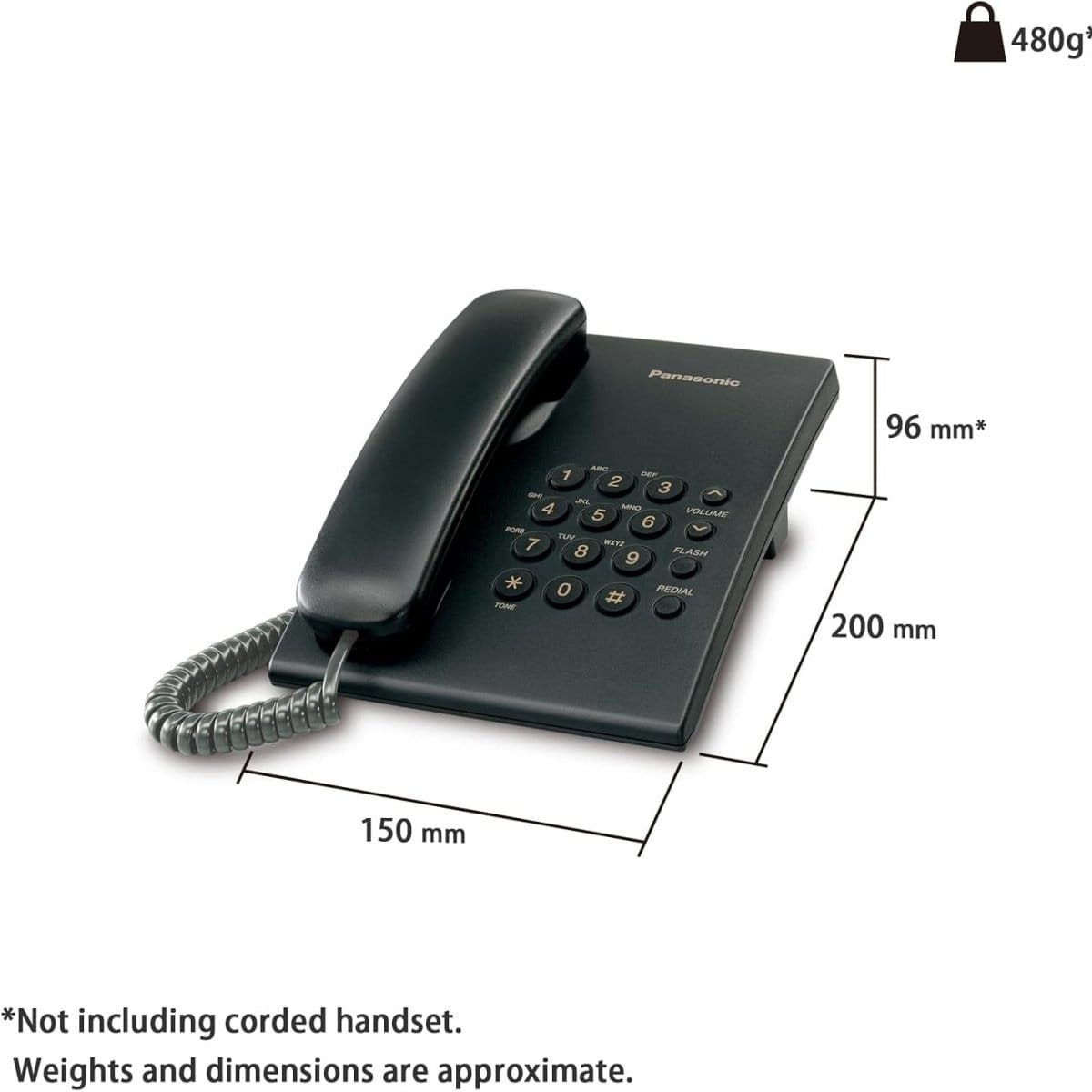 Panasonic KX-TS500FX Integrated Corded Telephone, Black - متجر نصر