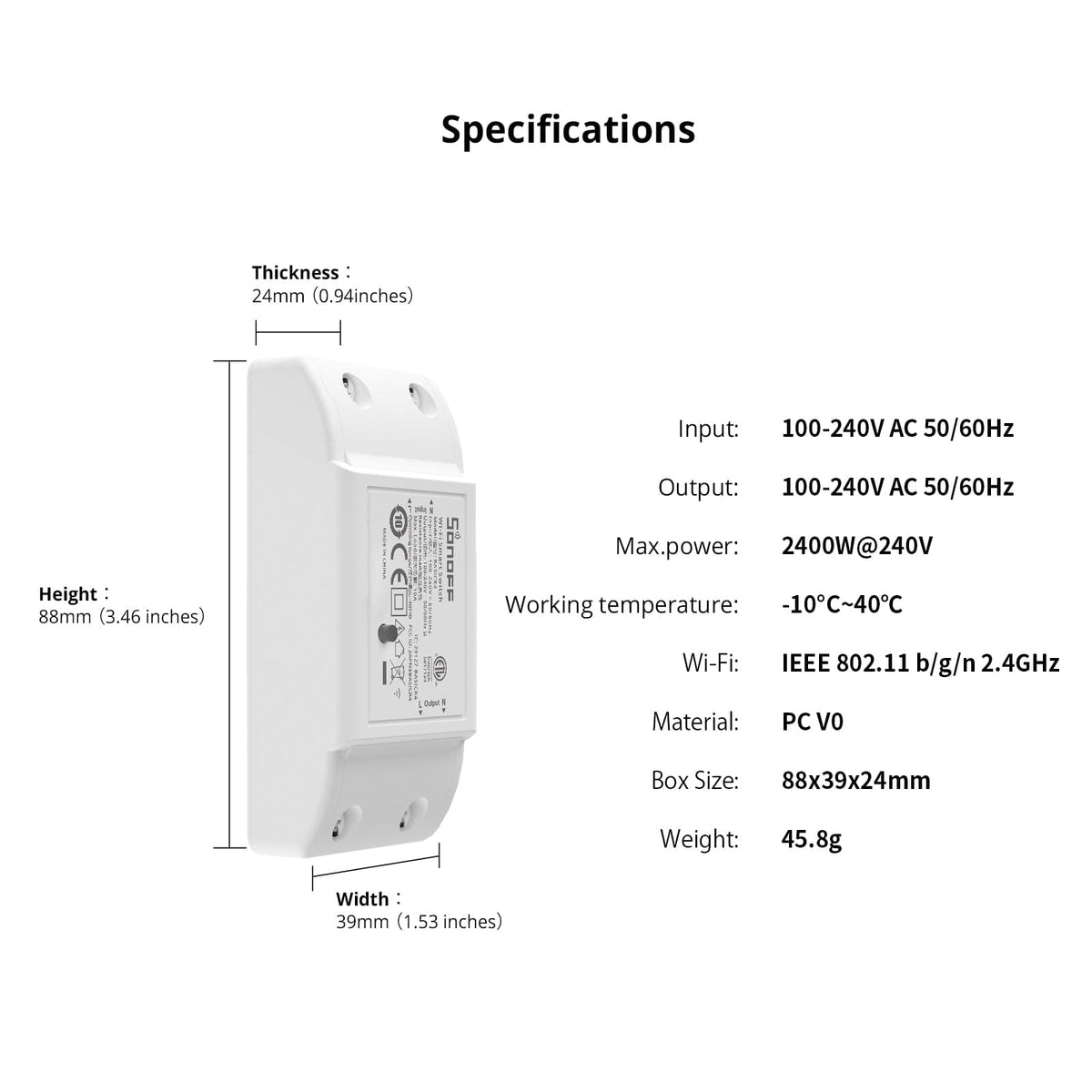 Sonoff-C BASICR4 Wi-Fi Smart Switch 10A | BASICR4 - متجر نصر
