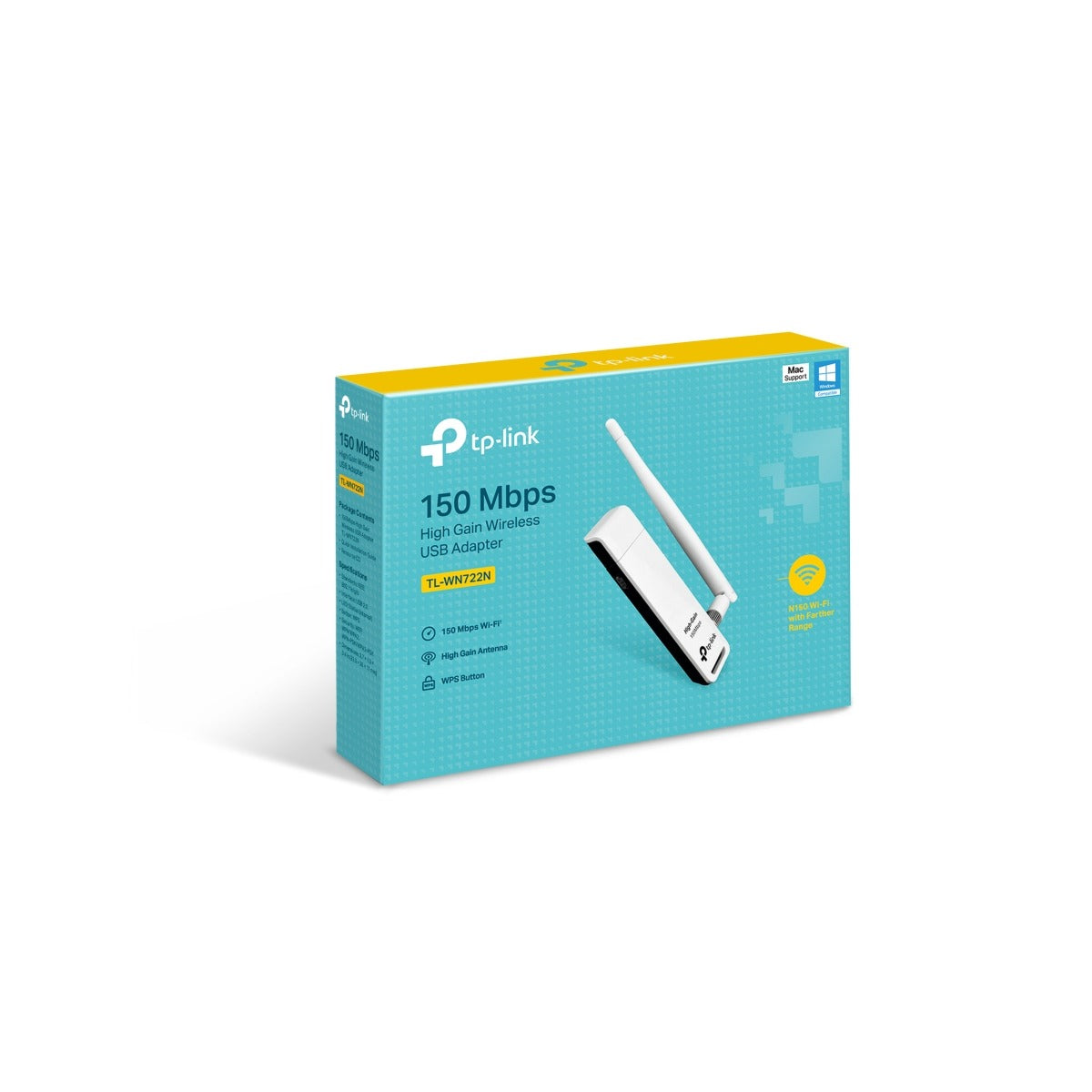 TP-Link® N150 Wi-Fi 4 High Gain Wireless USB Adapter with Detachable Antenna | TL-WN722N - متجر نصر