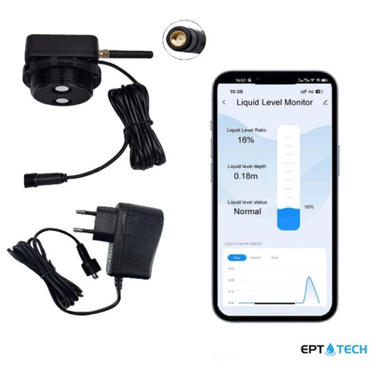 Tuya Smart Home No Installation Wireless Tank Level Meter | WiFi Sensor | External Antenna |Stainless | EPTech.WiFi.Plus