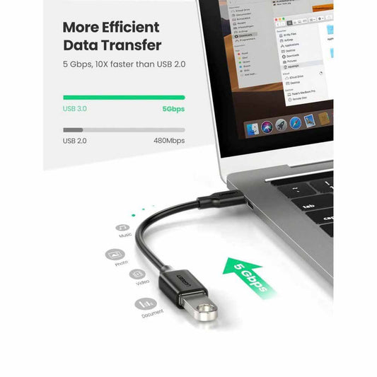 Ugreen adapter USB-C Male To USB 3.0 A Female OTG Cable Black 15CM black / 30701 متجر نصر