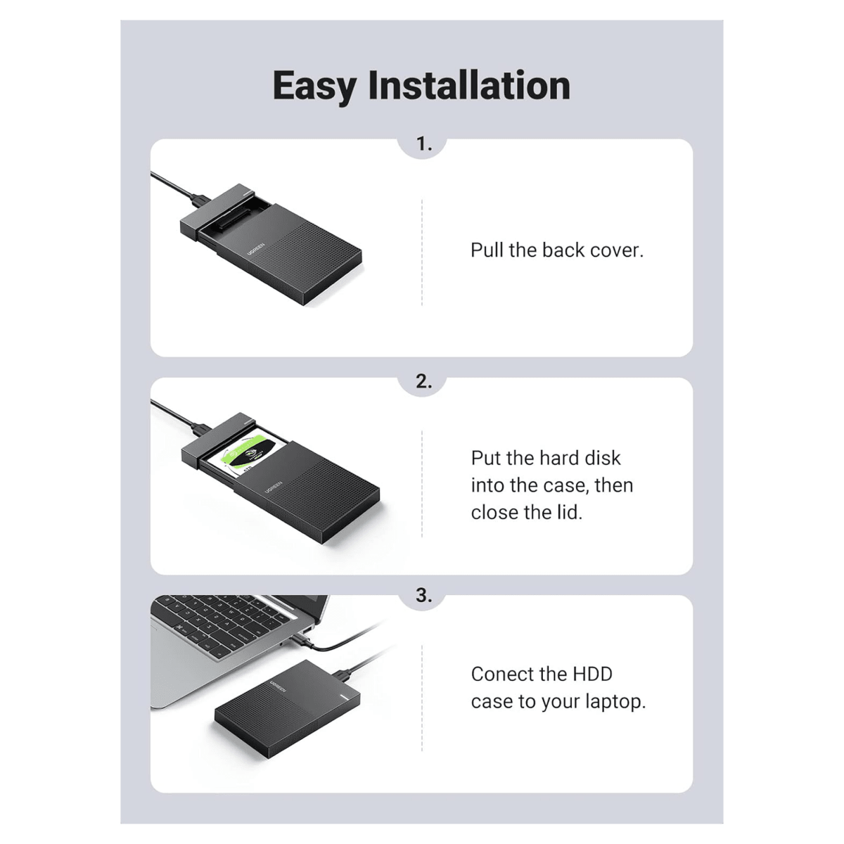 علبة القرص الصلب يو اس بي من يوجرين| UGREEN 2.5 Inch USB A Hard Drive Enclosure |30725 - متجر نصر