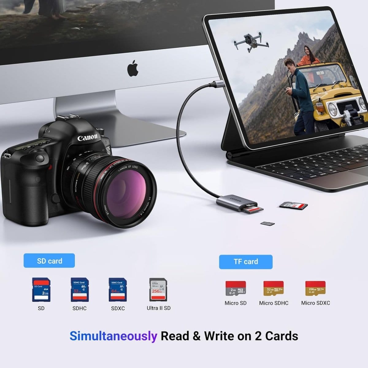 قارئ بطاقات USB C SD 2 في 1 من UGREEN / 80888 - متجر نصر