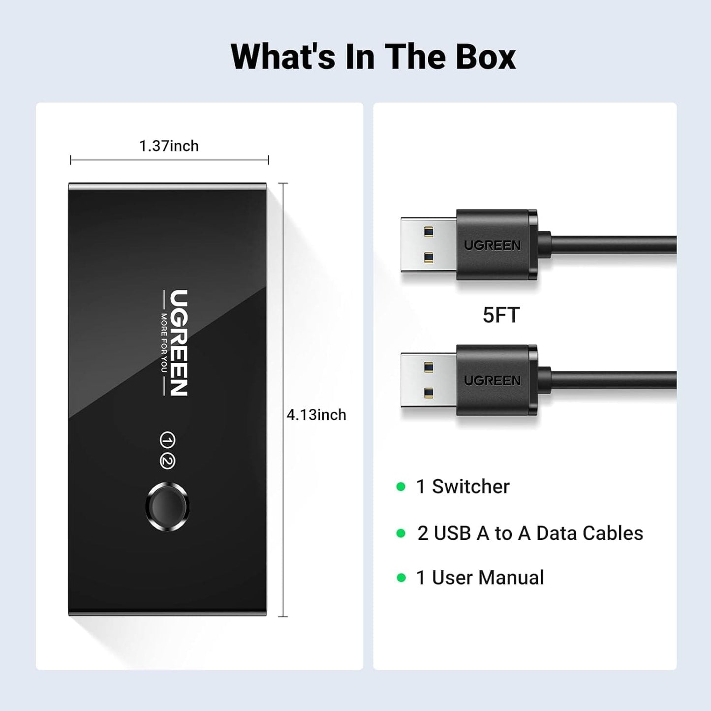 UGREEN 2 In 4 Out USB 2.0 Sharing Switch Box / 30767 - متجر نصر