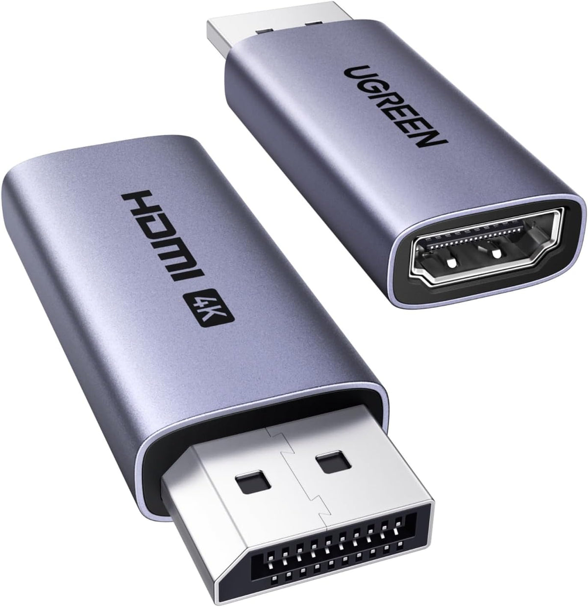 ادابتر UGREEN DisplayPort إلى HDMI بدقة 4K عبوة 2 قطعة، أحادي الاتجاه (Uni-Directional) DP ذكر إلى HDMI أنثى | DP130 - متجر نصر