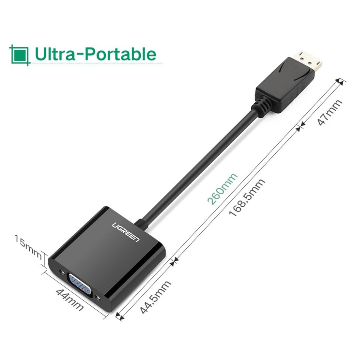 UGREEN DisplayPort to VGA Female Converter | 20415 - متجر نصر