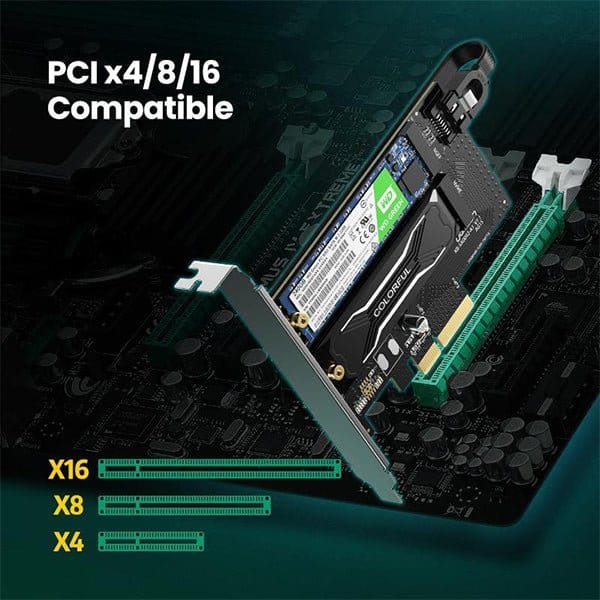 UGREEN M.2 NVMe + M.2 SATA إلى PCI-E 3.0 X 4 – بطاقة PCI express /70504 - متجر نصر
