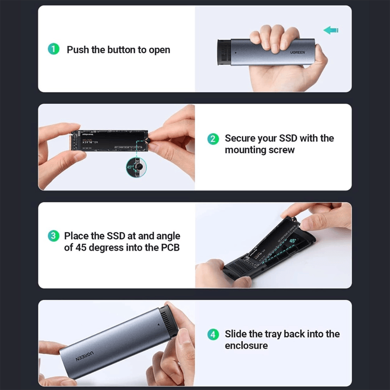 كابل USB-C أنثى إلى M.2 M-Key 10G من UGREEN، كابل C إلى C بطول 50 سم / 10902 - متجر نصر