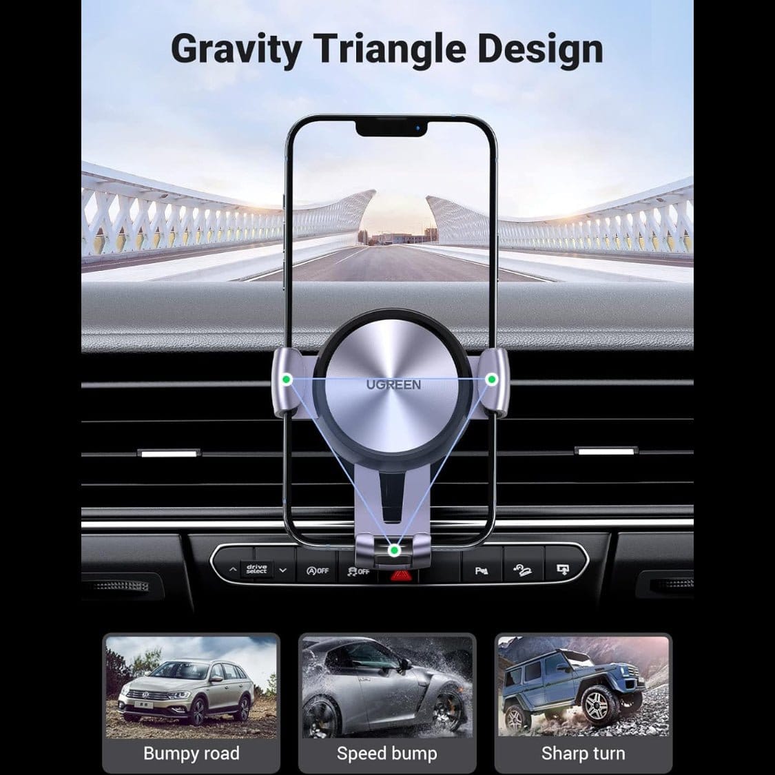 UGREEN Car Phone Holder Gravity Air Vent Auto Lock / 50564 - متجر نصر