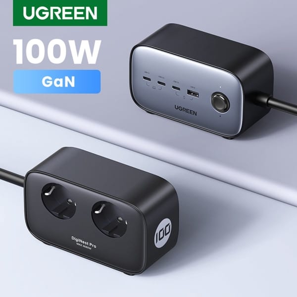 UGREEN DigiNest Pro Power Strip (2 AC Outlets+100W 3C1A) EU USB C GaN USB C Charger | 60167 - متجر نصر