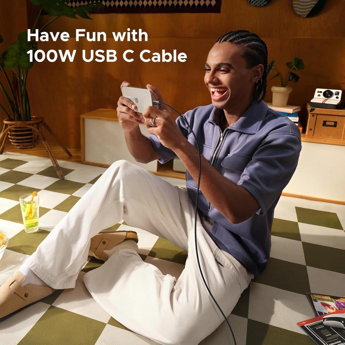 كابل شحن سريع UGREEN Uno USB-C إلى USB-C PD، 5 أمبير كحد أقصى 100 واط / L509 - متجر نصر