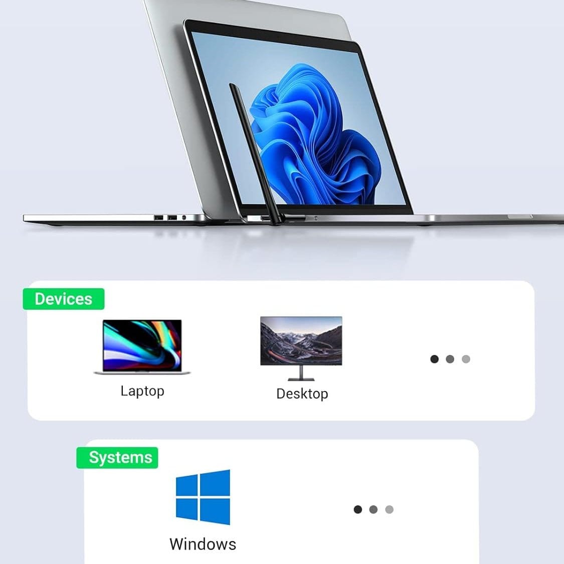 محول واي فاي USB AC650 من يوجرين لأجهزة الكمبيوتر المكتبية بهوائي 6 ديسيبل / 90339 - متجر نصر