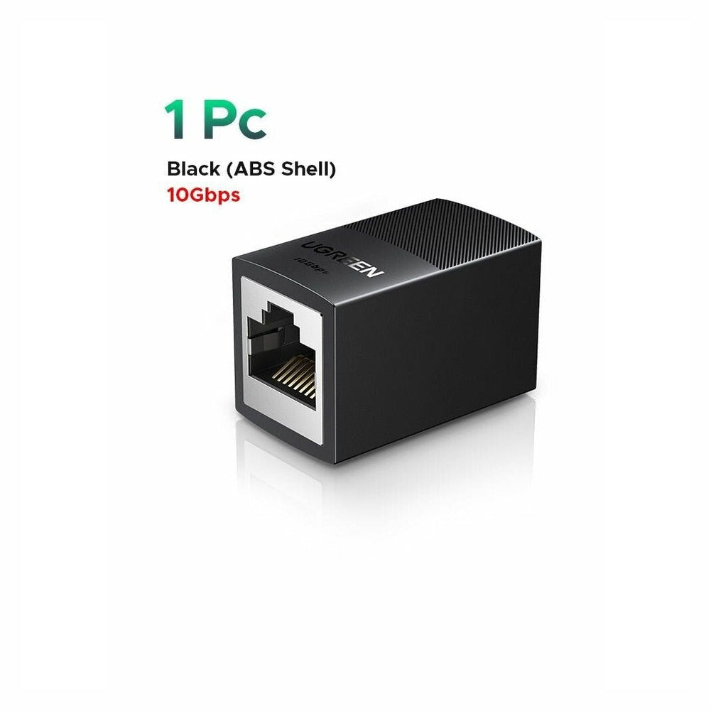 UGREEN-C RJ45 Shielded Network Coupler 10Gbps, Female to Female 1pc Black | NW326 - متجر نصر