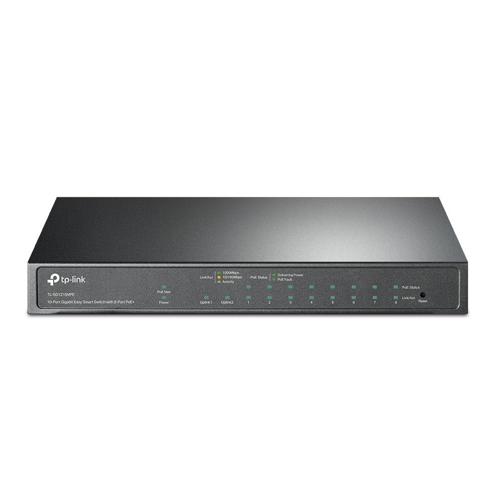 TP-Link® 10-Port Gigabit Easy Smart PoE Switch with 8-Port PoE+, 123W | TL-SG1210MPE - متجر نصر