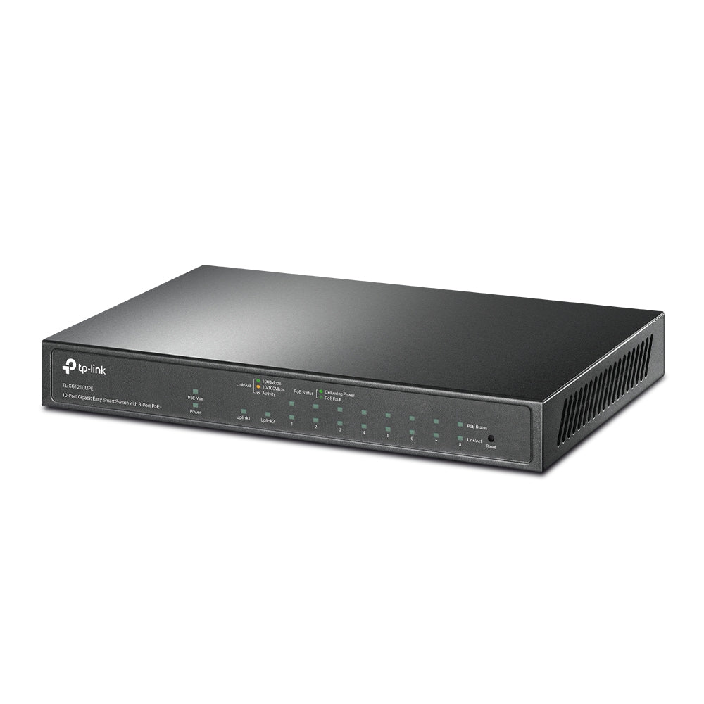 TP-Link® 10-Port Gigabit Easy Smart PoE Switch with 8-Port PoE+, 123W | TL-SG1210MPE - متجر نصر