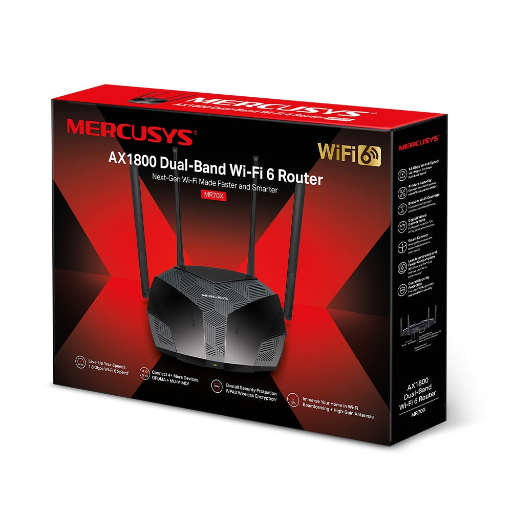 Mercusys  AX1800 Dual-Band Gigabit WiFi 6 Router / MR70X