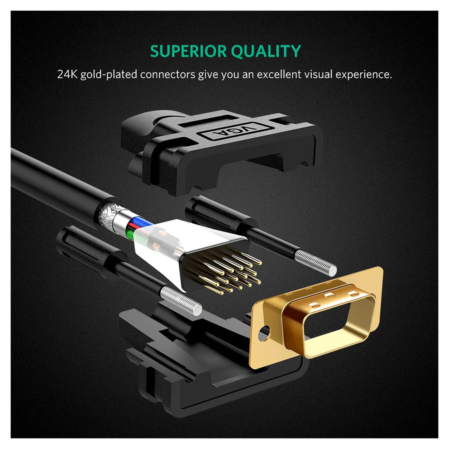 UGREEN VGA Male to Male Cable 1m-20m (Black) - VG101 متجر نصر