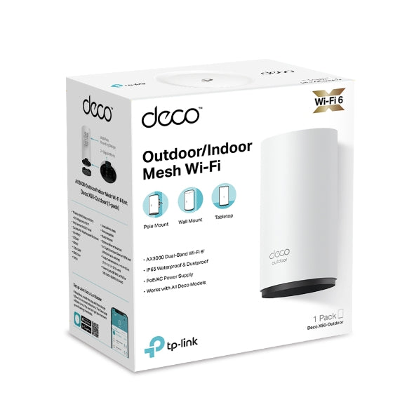 Deco X50-Outdoor / AX3000 Outdoor / Indoor Whole Home Mesh WiFi 6 Unit