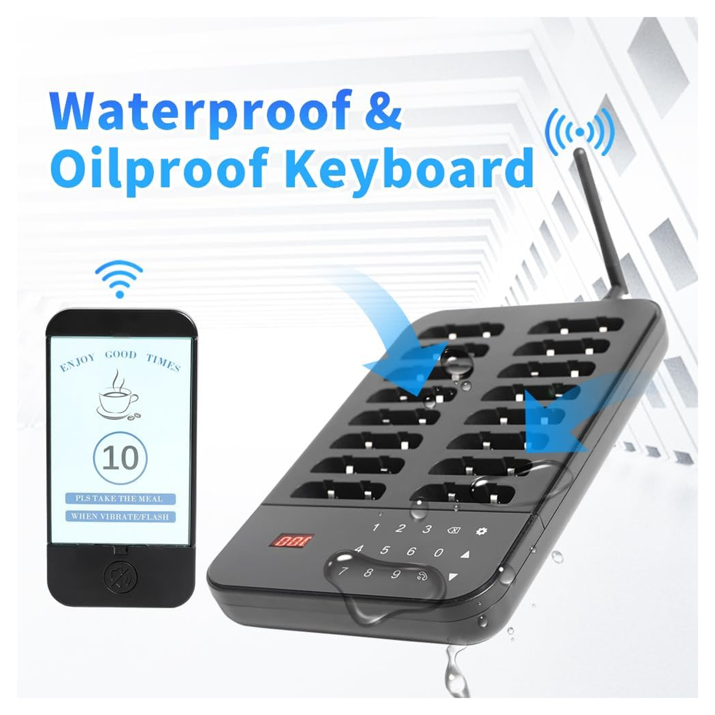 Wireless Vibration Calling System for Restaurant & Café 300m | 16 Pager متجر نصر