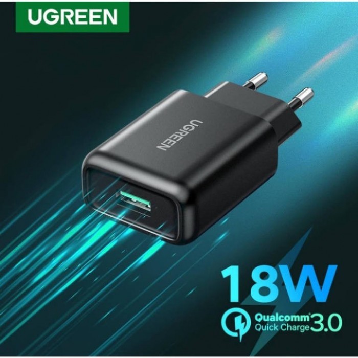 UGREEN USB 3A Fast Charger Power Supply with Quick Charge 3.0 Technology, Black / 70273 - 10133