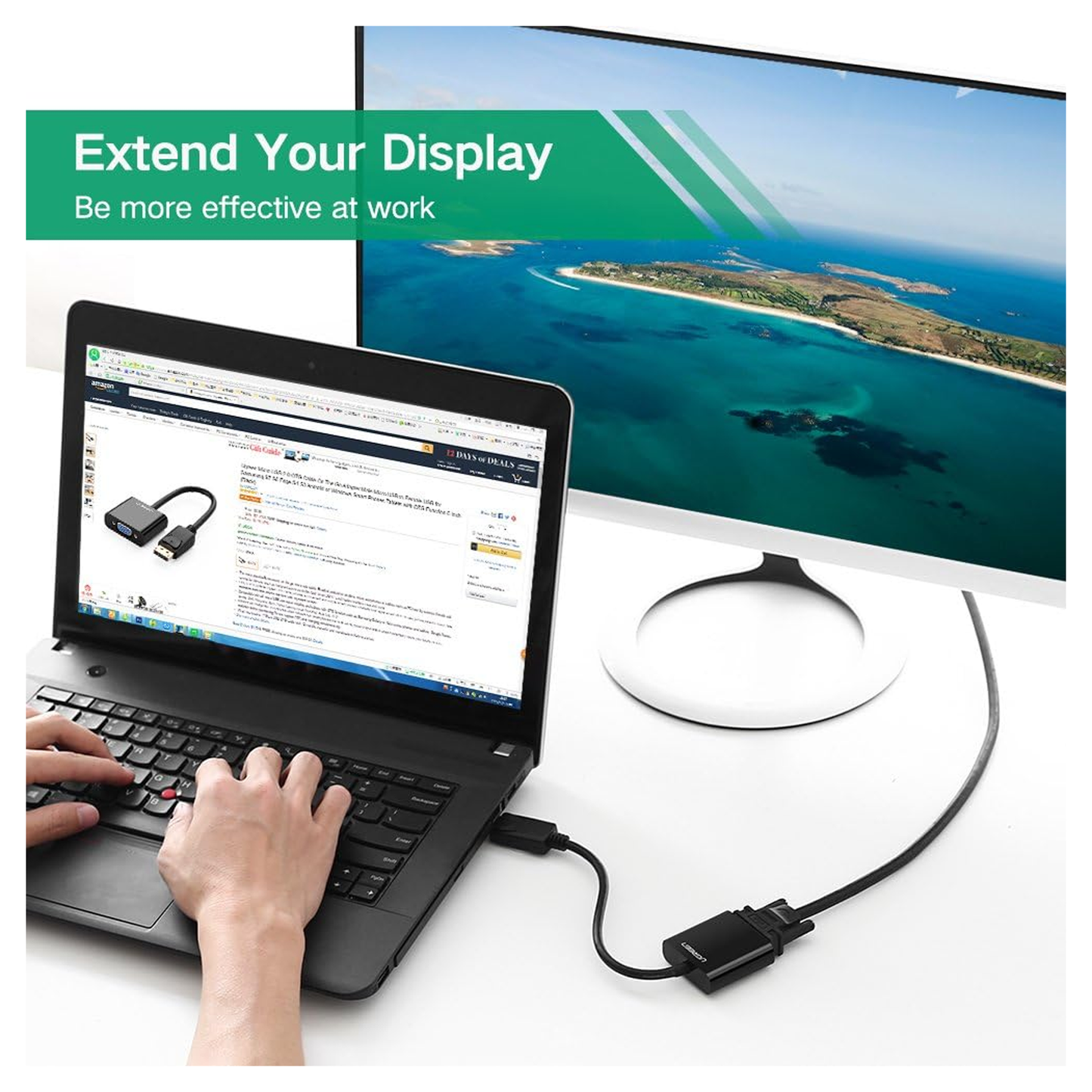 UGREEN DisplayPort to VGA Female Converter / 20415 متجر نصر