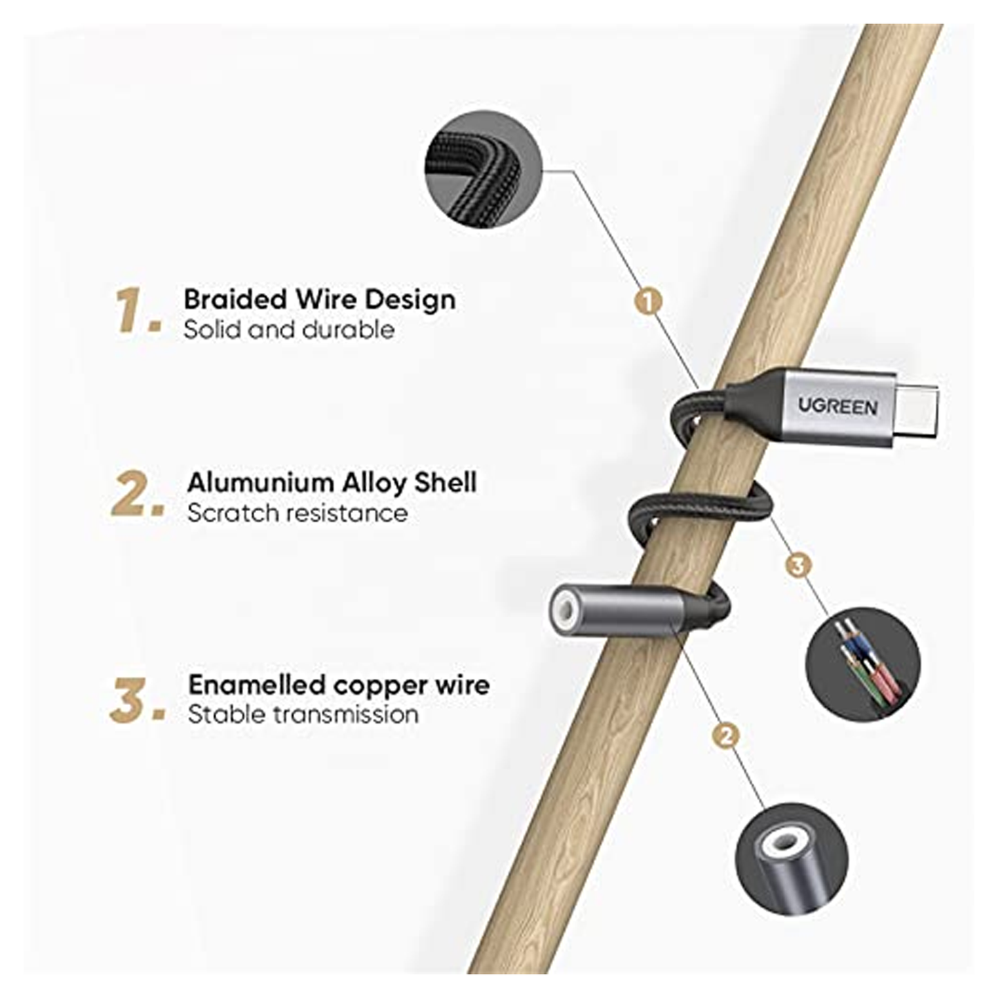 UGREEN USB C to 3.5mm Headphone Jack Adapter / 30632 متجر نصر
