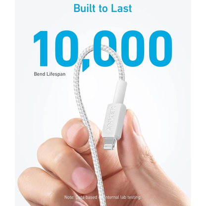 Anker PowerLine 322 Braided USB-C to Lightning Cable (3ft) - White متجر نصر