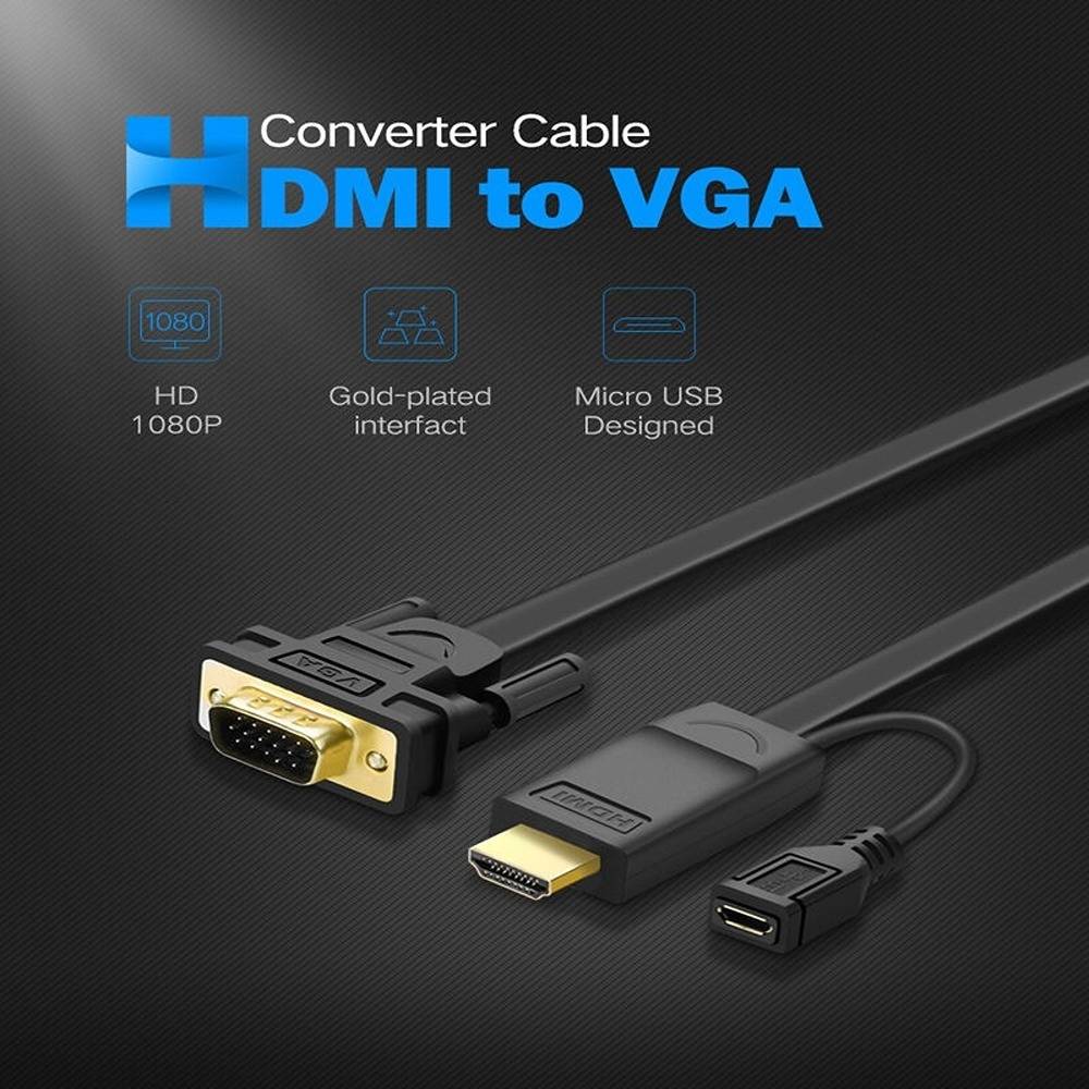 كابل محول HDMI إلى VGA من UGREEN بطول 1.5 متر (أسود) / 30449  - متجر نصر