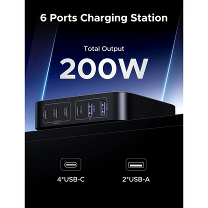 UGREEN Nexode 200W USB C GaN Charger-6 Ports Desktop Charger | 40914 متجر نصر