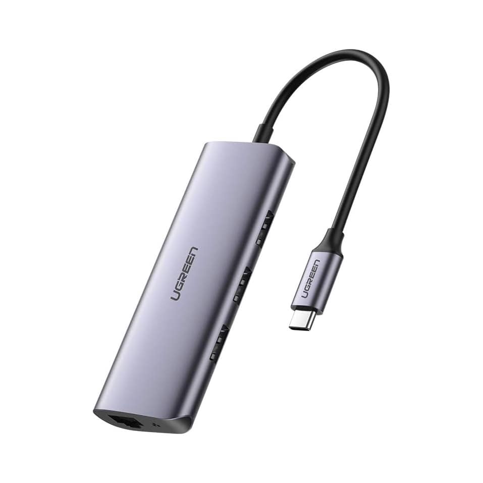 UGREEN USB-C to 3xUSB-A 3.0 Up to 5Gpbs + RJ45 (1000M) Ethernet With Power Port Micro USB Adapter / 