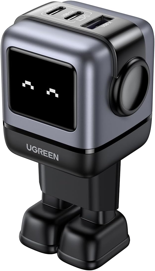 UGREEN Uno USB C Charger 65W RobotGaN Charger USB C Power 3 Port Fast Charger Robot / 25685B