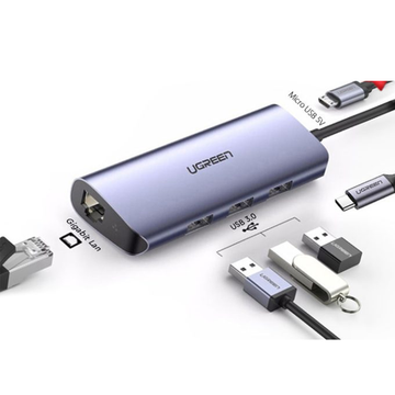UGREEN 3-in-1 USB-C Hub with 3 USB 3.0 Ports and Gigabit Ethernet Adapter | 60718 متجر نصر