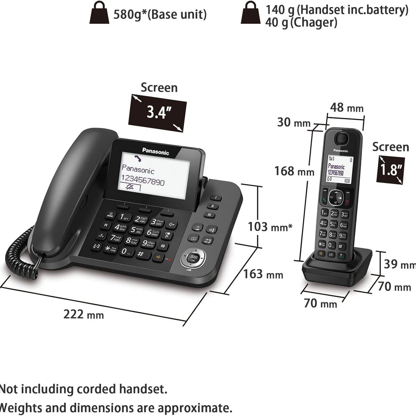 Panasonic KX-TGF310 Digital Corded and Cordless Phone with Handset متجر نصر