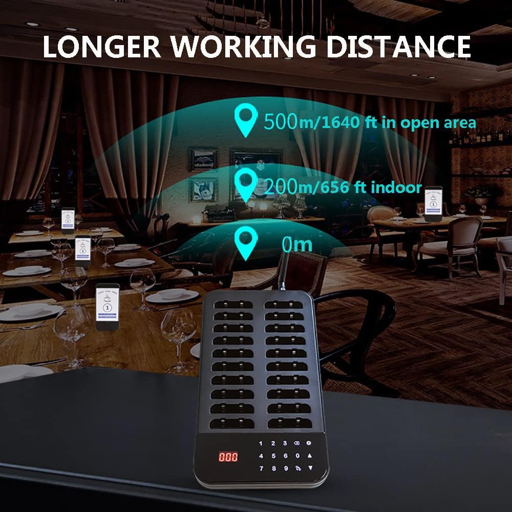 Wireless Vibration Calling System for Restaurant & Café 300m | 20 Pager متجر نصر