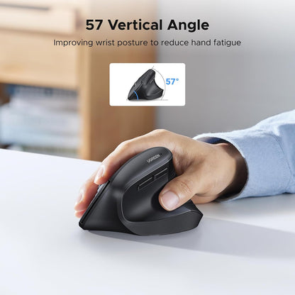 UGREEN 65042 | Vertical Mouse, Wireless Bluetooth Ergonomic Mouse, Dual-Mode (BT 5.4 & USB 2.4G), Quiet Clicks, 4 Adjustable DPI